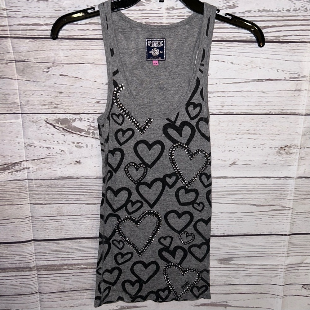 💙PINK gray heart tank top